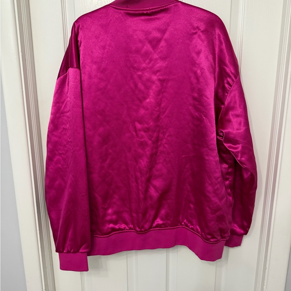 Azalea Wang Boyfriend style Oversized Satin pink Bomber‎ Jacket size large - Picture 6 of 8